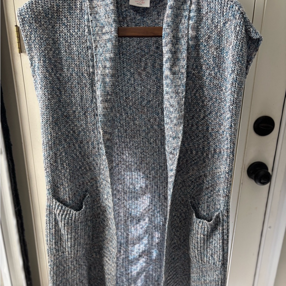 CAbi grey open front cardigan‎ Knit Sweater sleeveless XS collar